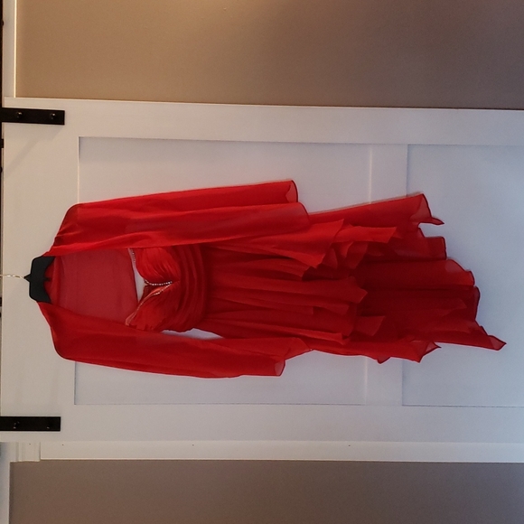 Red Strapless High Low Formal Dress - Picture 2 of 4
